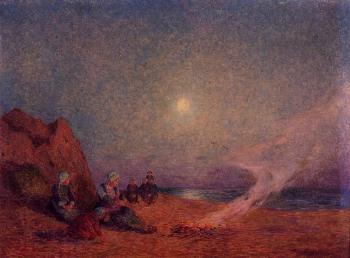 費迪南德 盧瓦敭 Le Pouldu, Woman on the Beach beside a Fire 費迪南德 盧瓦敭 Le Pouldu, Woman on the Beach beside a Fire
